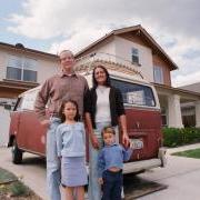 Woolson Family in front of their Sycamore Home in Ojai